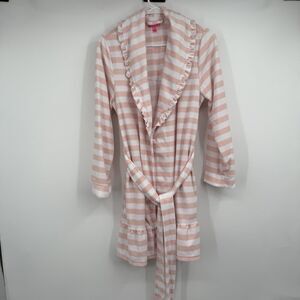 Betsey Johnson Pink Striped Ruffle Soft Robe Lounge Resort Relax Vacation